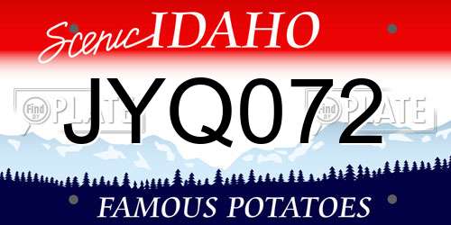 JYQ072 Idaho License Plate