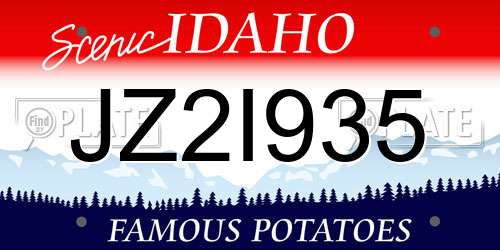 JZ2I935 Idaho License Plate