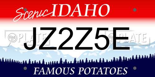 JZ2Z5E Idaho License Plate