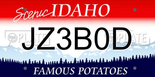 JZ3B0D Idaho License Plate