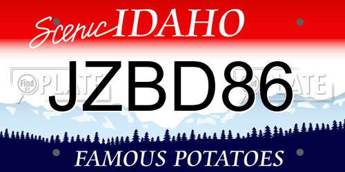 JZBD86 Idaho License Plate