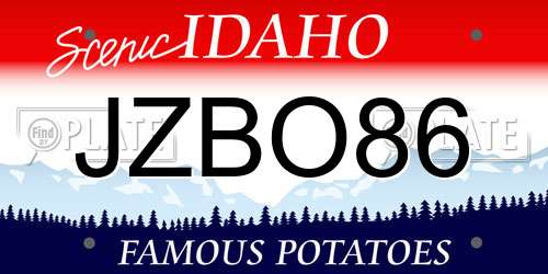 JZBO86 Idaho License Plate