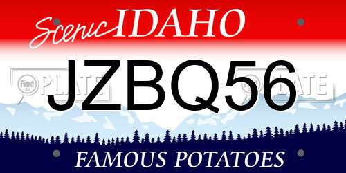JZBQ56 Idaho License Plate