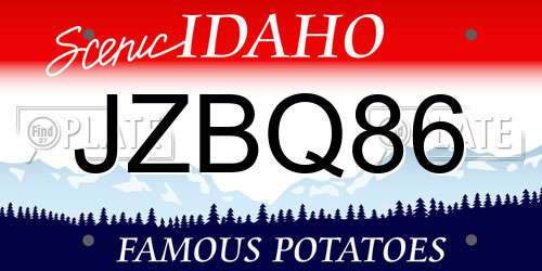 JZBQ86 Idaho License Plate