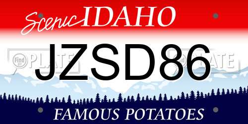 JZSD86 Idaho License Plate