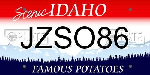 JZSO86 Idaho License Plate