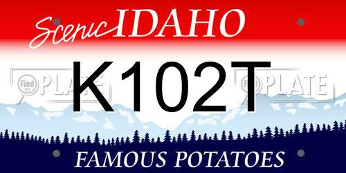 K102T Idaho License Plate