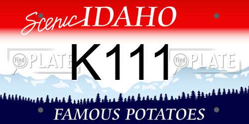 K111 Idaho License Plate