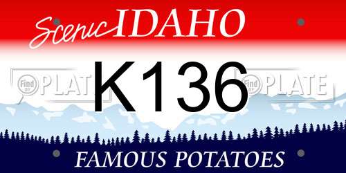 K136 Idaho License Plate