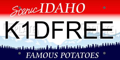 K1DFREE Idaho License Plate