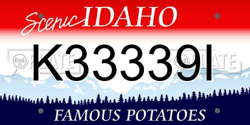 K33339I Idaho License Plate