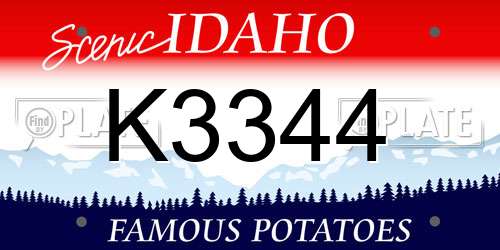 K3344 Idaho License Plate
