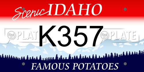 K357 Idaho License Plate