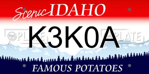 K3K0A Idaho License Plate