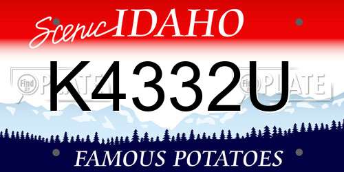 K4332U Idaho License Plate