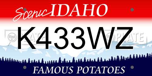 K433WZ Idaho License Plate