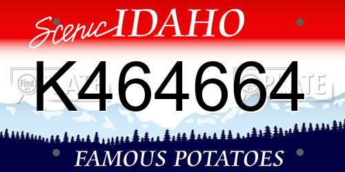 K464664 Idaho License Plate