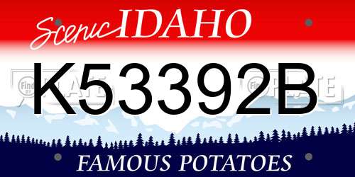 K53392B Idaho License Plate