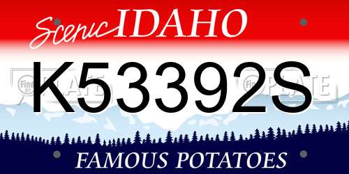 K53392S Idaho License Plate