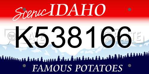 K538166 Idaho License Plate