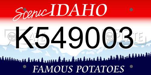 K549003 Idaho License Plate