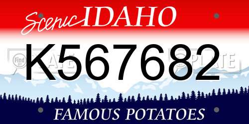 K567682 Idaho License Plate