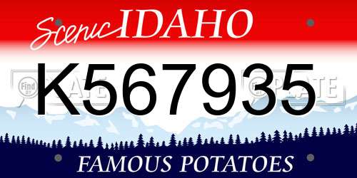 K567935 Idaho License Plate