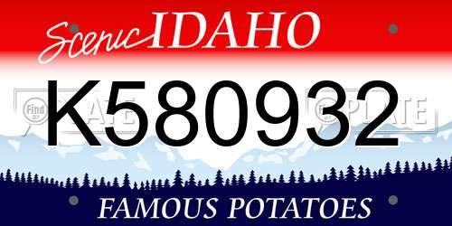 K580932 Idaho License Plate