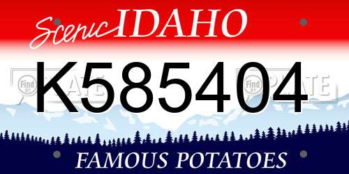 K585404 Idaho License Plate