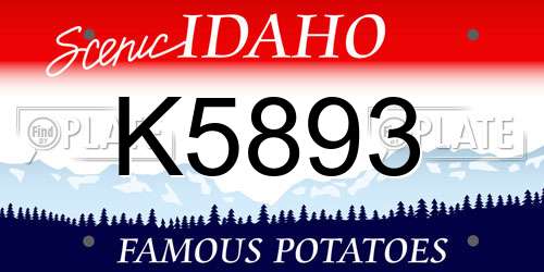 K5893 Idaho License Plate