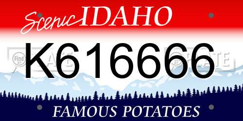 K616666 Idaho License Plate