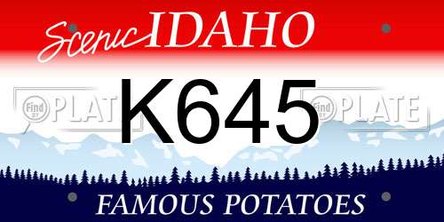 K645 Idaho License Plate