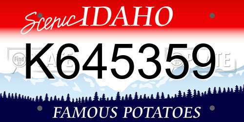 K645359 Idaho License Plate