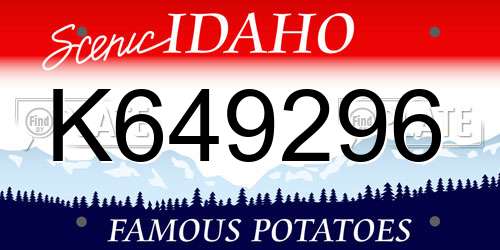 K649296 Idaho License Plate