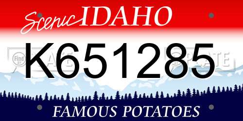 K651285 Idaho License Plate
