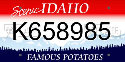 K658985 Idaho License Plate