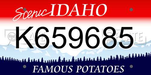 K659685 Idaho License Plate