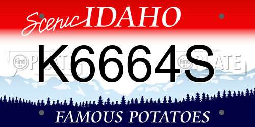 K6664S Idaho License Plate