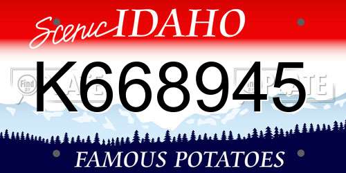 K668945 Idaho License Plate