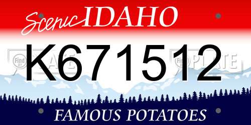 K671512 Idaho License Plate