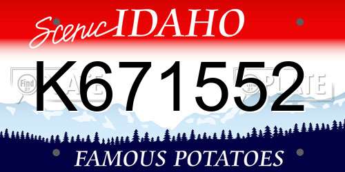 K671552 Idaho License Plate