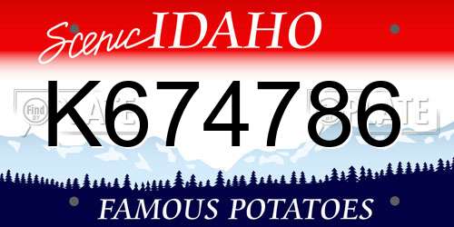K674786 Idaho License Plate