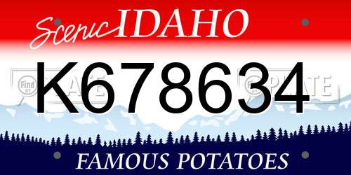 K678634 Idaho License Plate