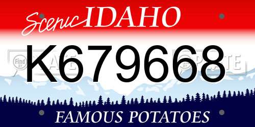 K679668 Idaho License Plate