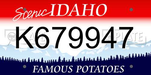 K679947 Idaho License Plate