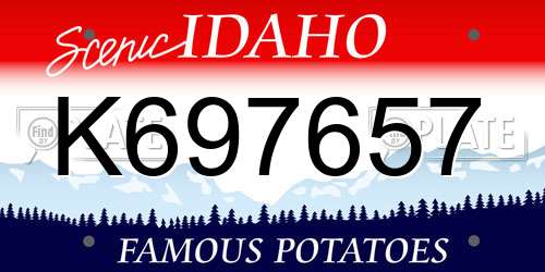 K697657 Idaho License Plate