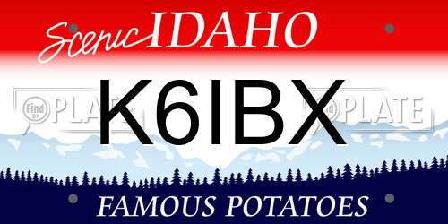 K6IBX Idaho License Plate