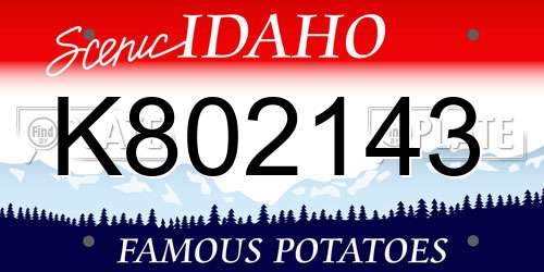 K802143 Idaho License Plate