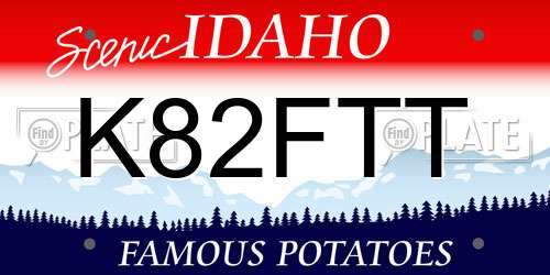 K82FTT Idaho License Plate