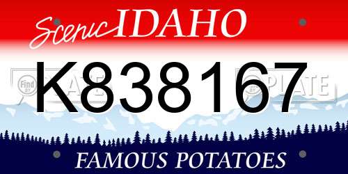 K838167 Idaho License Plate